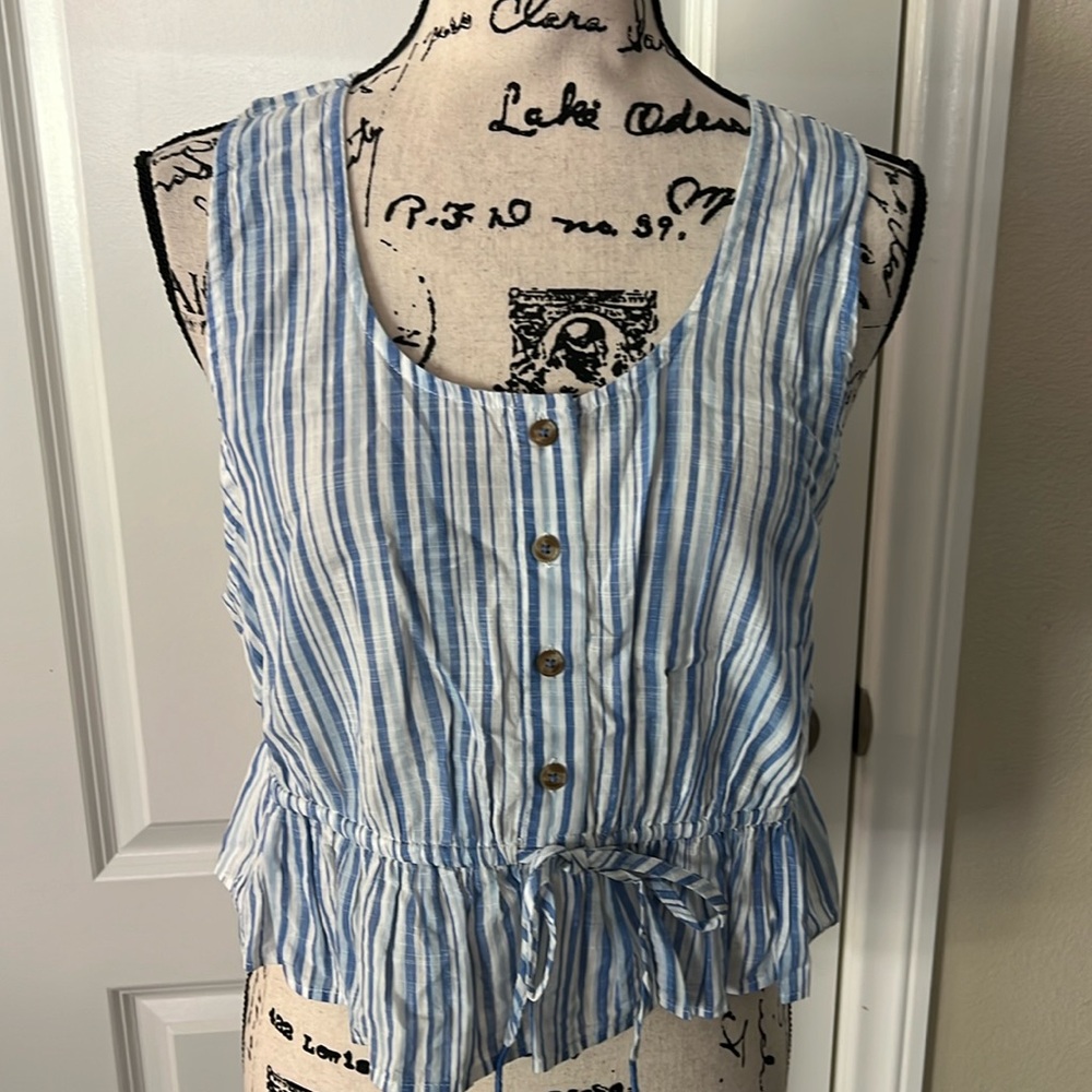 Anthropologie Striped Blue Crop Top NWT